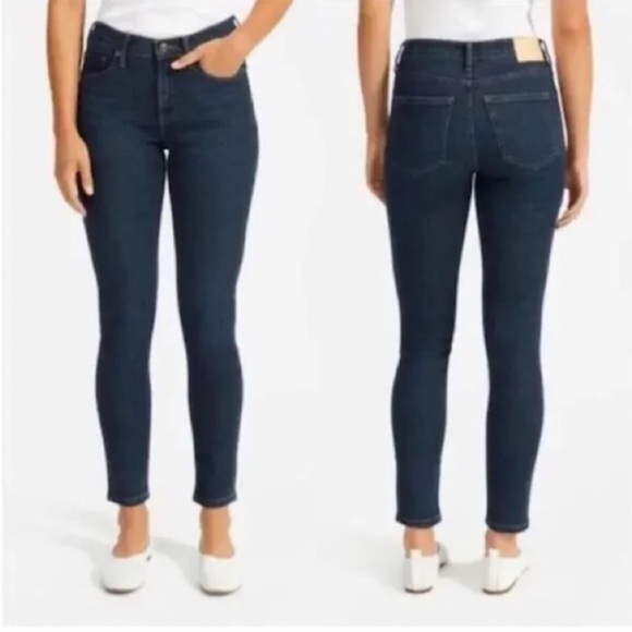 Everlane Slim Fit Dark Wash Mid Rise Organic Cotton Stretch Ankle Jean 28x30 - Picture 1 of 14